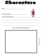 Reading Comprehension-Character Worksheet