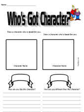 Reading Comprehension-Character Worksheet