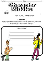 Reading Comprehension-Character Book Mark