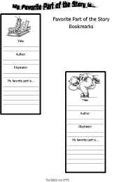 Reading Comprehension-Favorite Part Worksheet