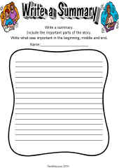 Reading Comprehension-Summary Worksheet